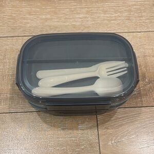 Transparent grey Lunch Container with Utensils